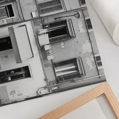 Affiche et poster la façade de l'immeuble dans un style minimaliste en noir et blanc