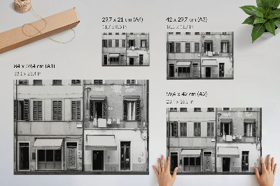 Affiche et poster La façade de l'immeuble, le contraste du noir et du blanc, le minimalisme