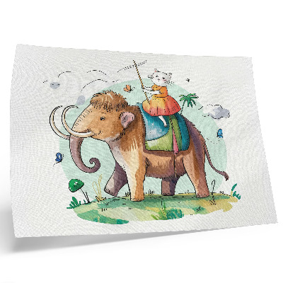 Affiche Chat sur un mammouth fantastique magie de la nature