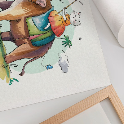 Affiche Chat sur un mammouth fantastique magie de la nature