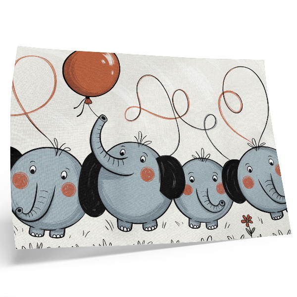 Affiche décorative Éléphants avec des ballons, propreté, amusement, joie