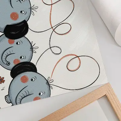 Affiche décorative représentant des éléphants avec des ballons pour une ambiance propre, amusante et joyeuse