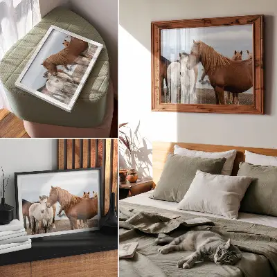Affiche décorative représentant la beauté naturelle des chevaux dans un paysage