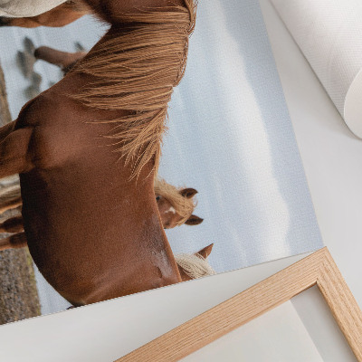 Affiche décorative La beauté naturelle des chevaux se détachant sur le paysage