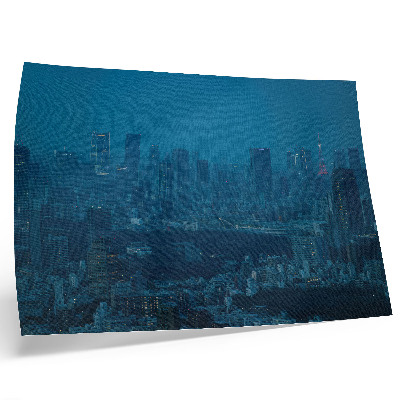 Affiche La métropole illuminée la nuit, gratte-ciel modernes