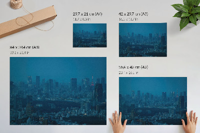 Affiche La métropole illuminée la nuit, gratte-ciel modernes