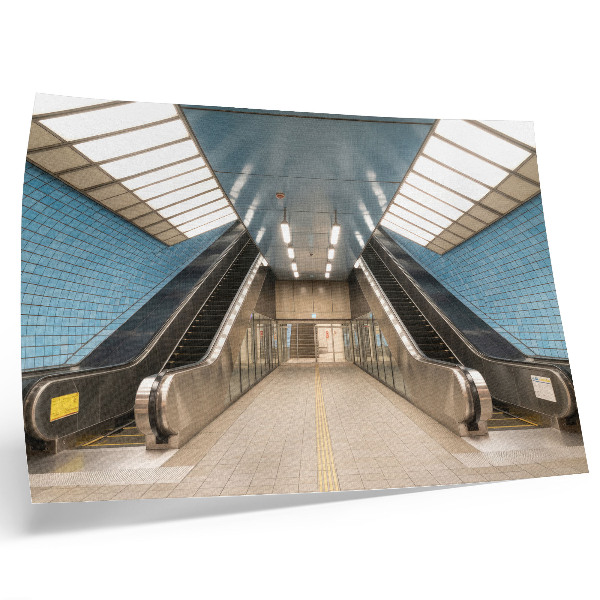 Affiche Escaliers modernes en carrelage bleu, symétrie