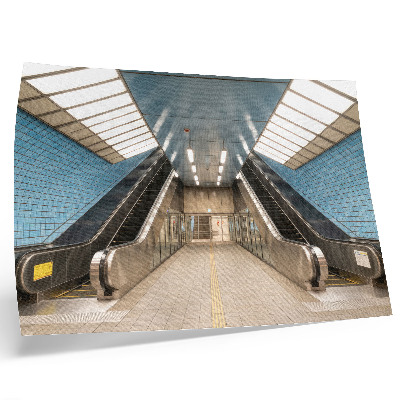 Affiche Escaliers modernes en carrelage bleu, symétrie