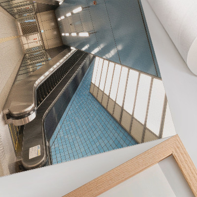 Affiche Escaliers modernes en carrelage bleu, symétrie