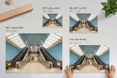 Affiche Escaliers modernes en carrelage bleu, symétrie