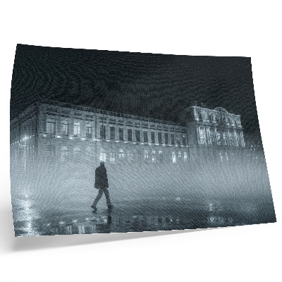 Affiche et poster Brouillard nocturne dans la ville, bâtiment monumental