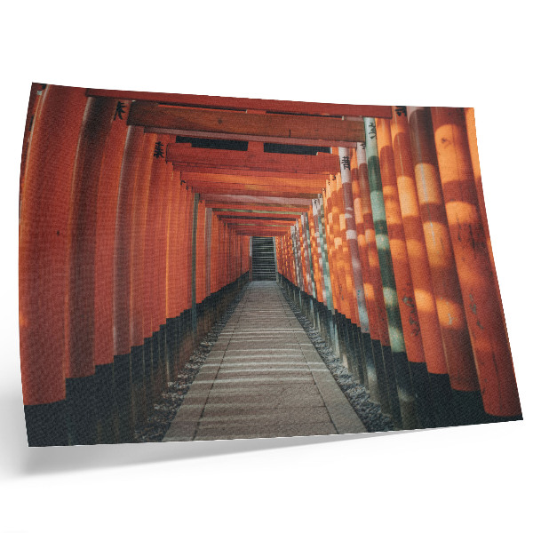 Affiche profondeur de symétrie des colonnes du tunnel orange