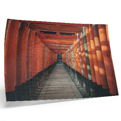 Affiche profondeur de symétrie des colonnes du tunnel orange