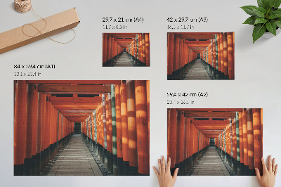 Affiche profondeur de symétrie des colonnes du tunnel orange