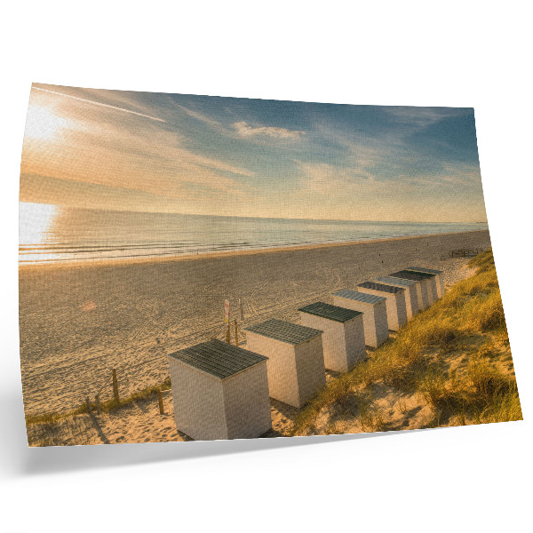 Affiche et poster Maisons blanches vue sur la mer coucher de soleil