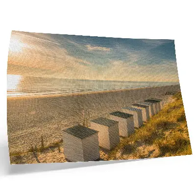 Affiche et poster maisons blanches avec vue sur la mer au coucher du soleil
