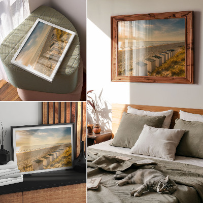 Affiche et poster Maisons blanches vue sur la mer coucher de soleil