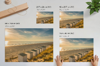 Affiche et poster Maisons blanches vue sur la mer coucher de soleil