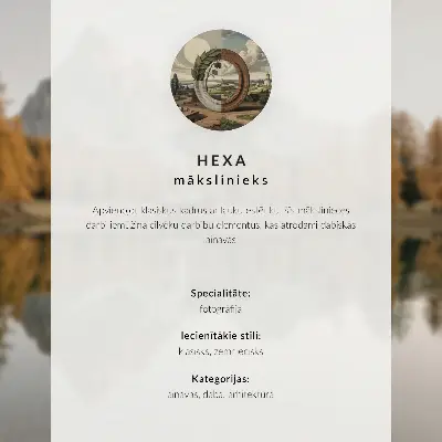 Affiche montagnes, reflet, chalet, arbres dorés et lac calme