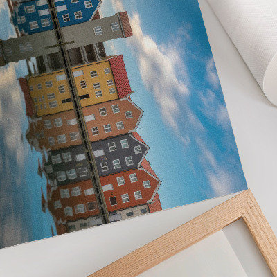 Affiche décorative Maisons colorées au bord de l'eau, reflets architecturaux