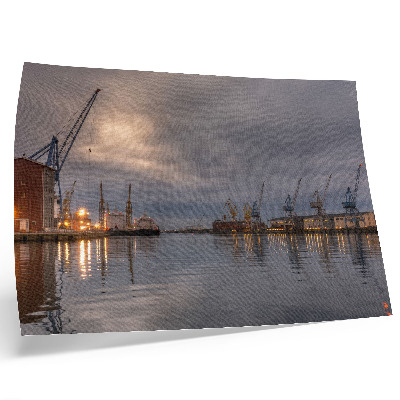 Affiche et poster Grues portuaires atmosphériques se reflétant dans l'eau