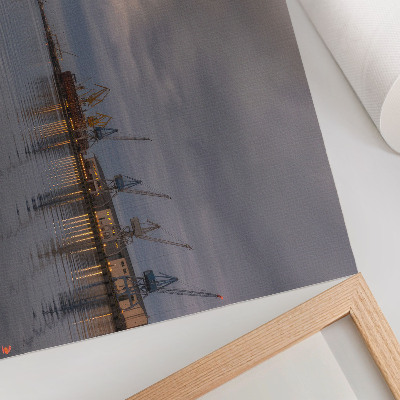 Affiche et poster Grues portuaires atmosphériques se reflétant dans l'eau
