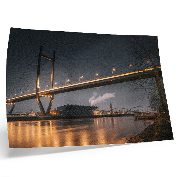 Affiche décorative Pont de nuit, structure moderne, atmosphère paisible