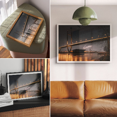 Affiche décorative Pont de nuit, structure moderne, atmosphère paisible