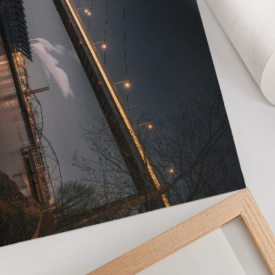 Affiche décorative Pont de nuit, structure moderne, atmosphère paisible