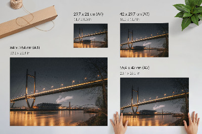 Affiche décorative Pont de nuit, structure moderne, atmosphère paisible