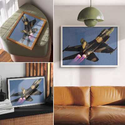 Affiche décorative avion à réaction, couleurs intenses du ciel