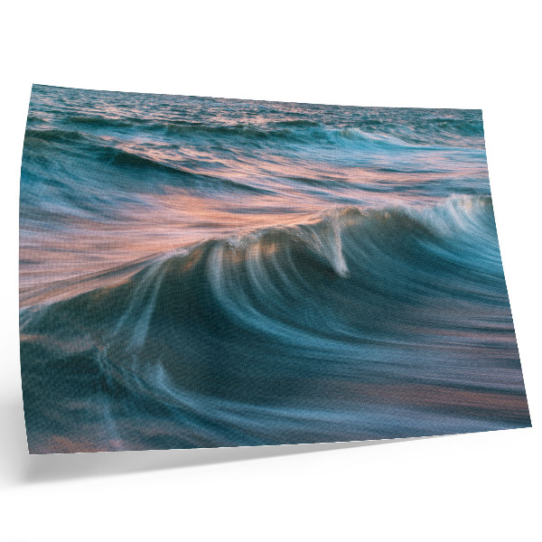 Affiche et poster Vagues dynamiques turquoise et bleu coucher de soleil