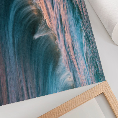 Affiche et poster Vagues dynamiques turquoise et bleu coucher de soleil