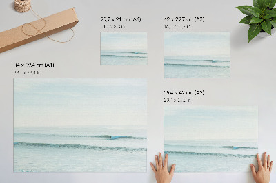Affiche vagues océaniques, surfeur, calme, minimaliste