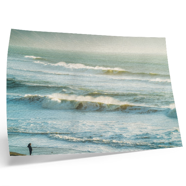Affiche décorative Mer, vagues, homme, rivage, nature, dynamique