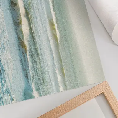 Affiche décorative représentant la mer, les vagues, un homme au rivage et la nature dynamique