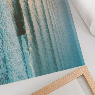 Affiche décorative vagues océaniques calmes à l'horizon surfeurs