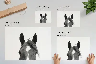 Affiche décorative photographie en noir et blanc représentant l'élégance équine