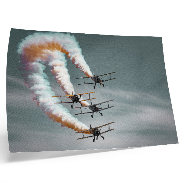 Affiche décorative Avions en formation avec des traînées orange