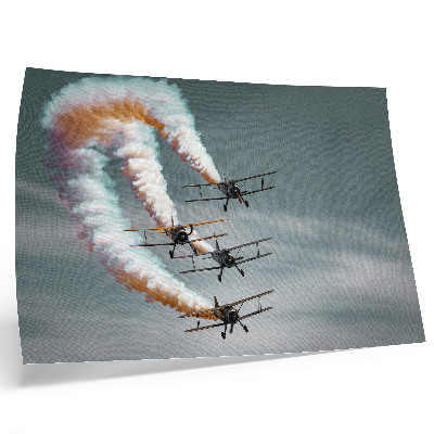 Affiche décorative Avions en formation avec des traînées orange