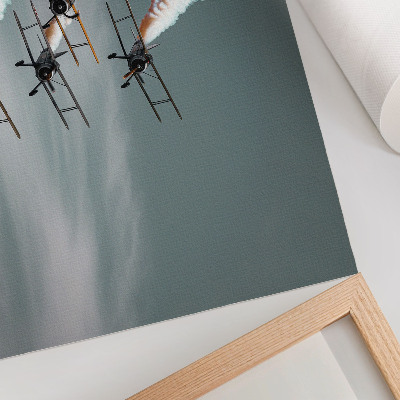 Affiche décorative Avions en formation avec des traînées orange
