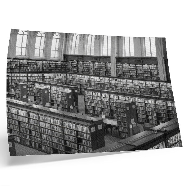 Affiche Bibliothèque classique avec étagères en bois
