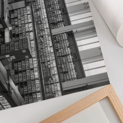 Affiche Bibliothèque classique avec étagères en bois