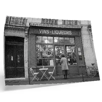 Affiche décorative façade élégante dans une ambiance de vieille ville en noir et blanc