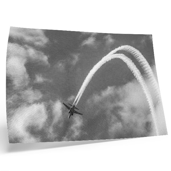 Affiche et poster Avion dans le ciel avec des traînées de nuages dynamiques
