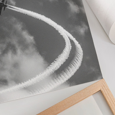 Affiche et poster Avion dans le ciel avec des traînées de nuages ​​dynamiques
