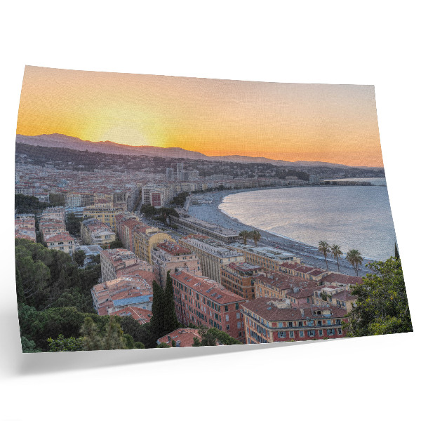 Affiche et poster Vue de la ville au coucher du soleil sur la mer