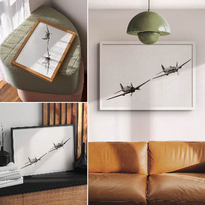 Affiche Avions historiques en noir et blanc en dynamique de vol