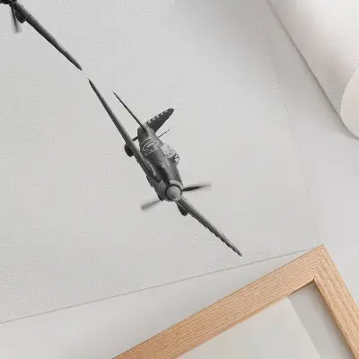 Affiche représentant des avions historiques en plein vol en noir et blanc