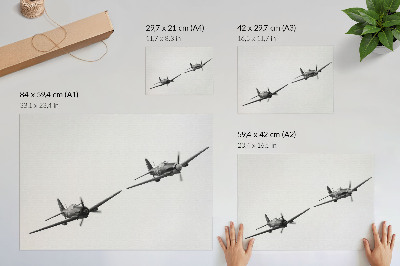 Affiche Avions historiques en noir et blanc en dynamique de vol